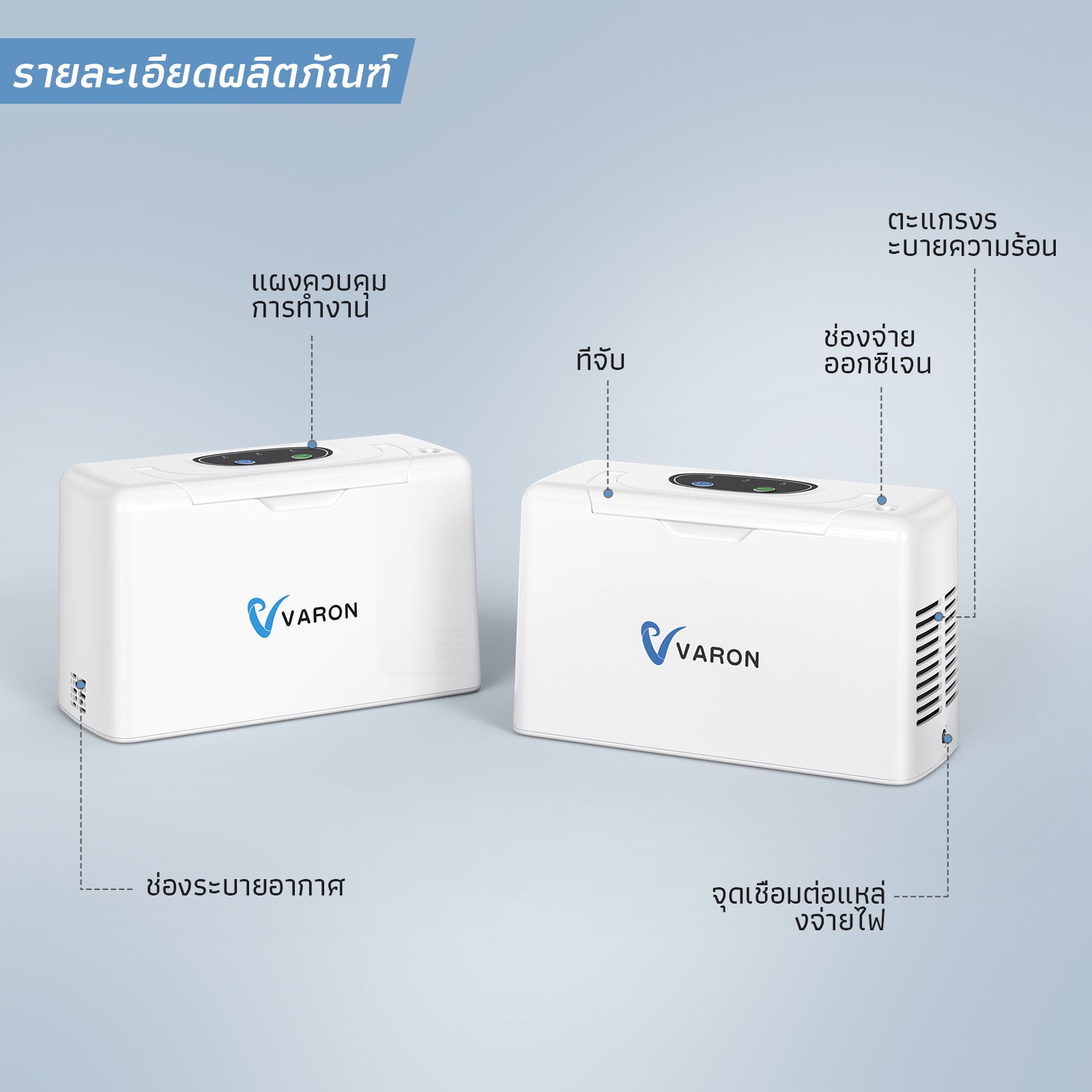 [🔥ขายดี] VARON เครื่องผลิตออกซิเจนพกพา 3L/นาที รุ่น NT-05 การรับประกัน 1 ปี