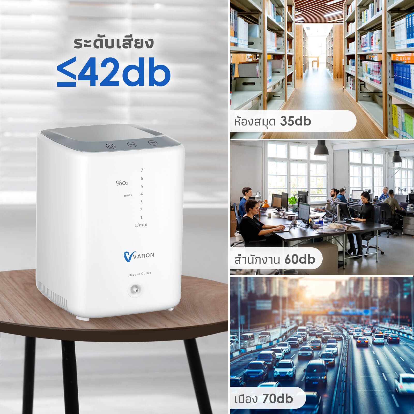 VARON เครื่องผลิตออกซิเจนสำหรับใช้ในบ้าน รุ่น NT-04 ปรับอัตราการไหลได้ 1-7 ลิตร/นาที