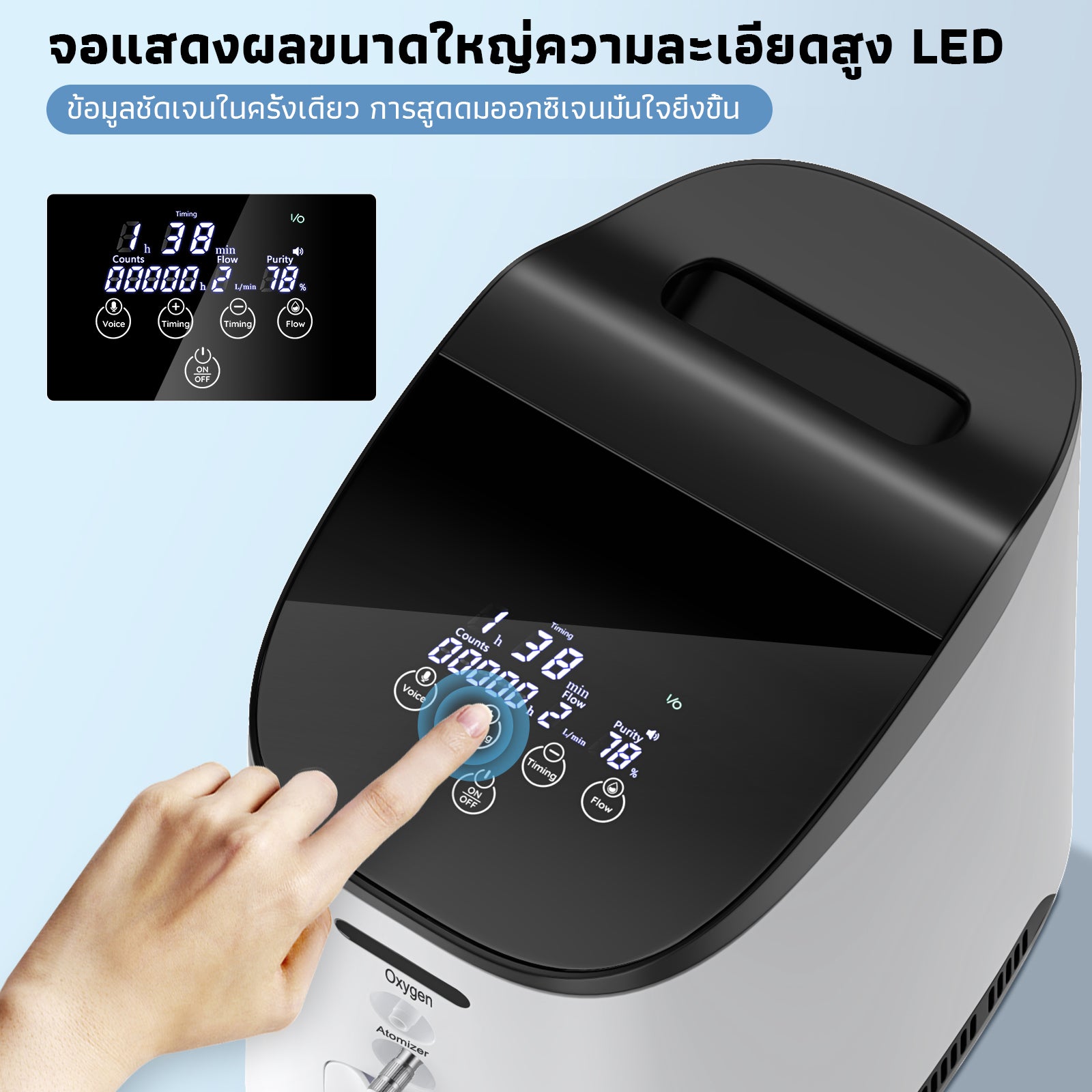 VARON เครื่องผลิตออกซิเจนสำหรับใช้ในบ้าน รุ่น 105W ปรับอัตราการไหลได้ 1-7 ลิตร/นาที การรับประกัน 1 ปี