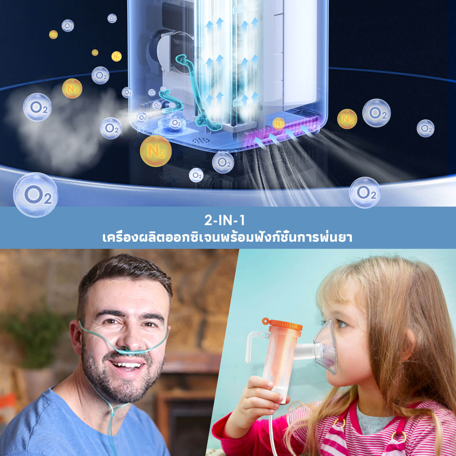VARON เครื่องผลิตออกซิเจนสำหรับใช้ในบ้าน รุ่น NT-04 ปรับอัตราการไหลได้ 1-7 ลิตร/นาที
