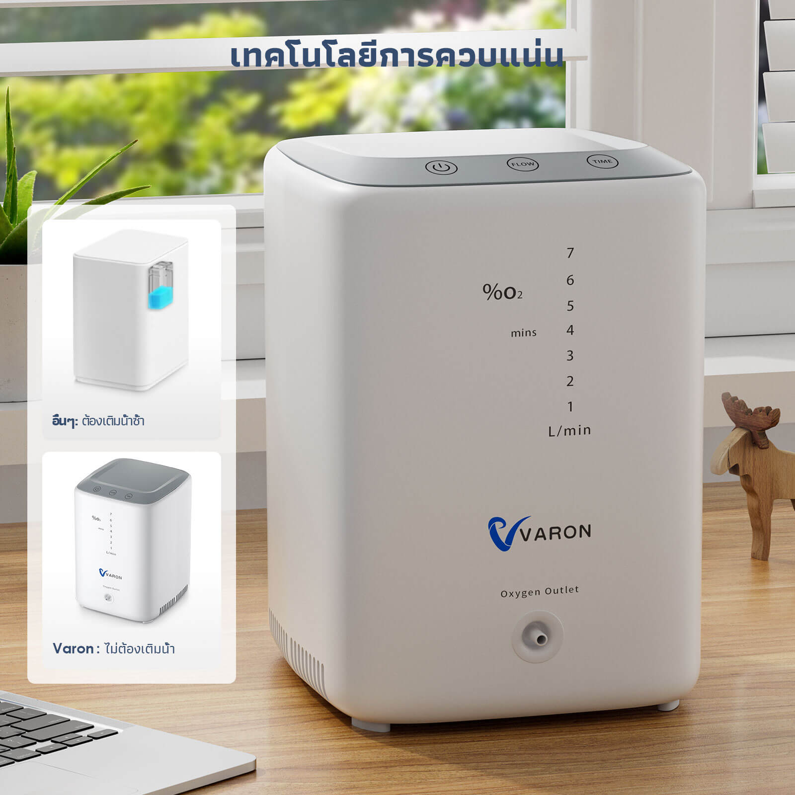 VARON เครื่องผลิตออกซิเจนสำหรับใช้ในบ้าน รุ่น NT-04 ปรับอัตราการไหลได้ 1-7 ลิตร/นาที